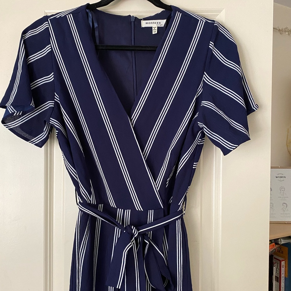 Navy & White Stripped Jumpsuit